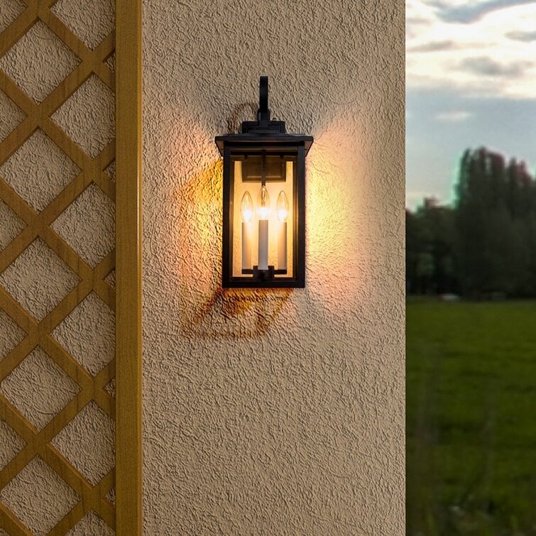 Maxax Black 3 - Bulb 19.88'' H Outdoor Wall Lantern with Dusk to Dawn - 19.9*9.4*8.7
