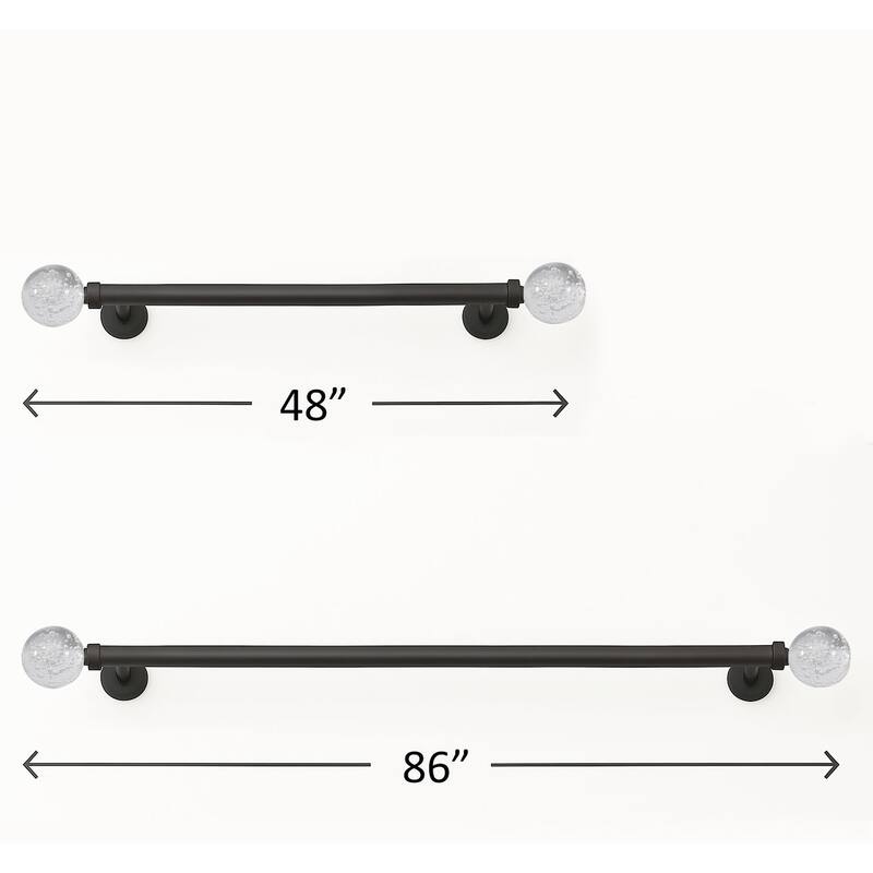 Clear Ball Bubbles Black Modern Curtain Rod For Windows (48" - 86") - 48" to 86" inches