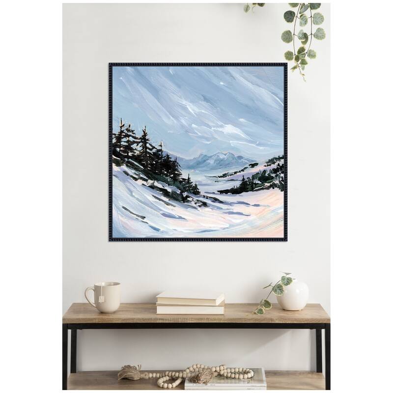 Kate and Laurel Ski Valley by Emily Kenney Framed Canvas Wall Art Print