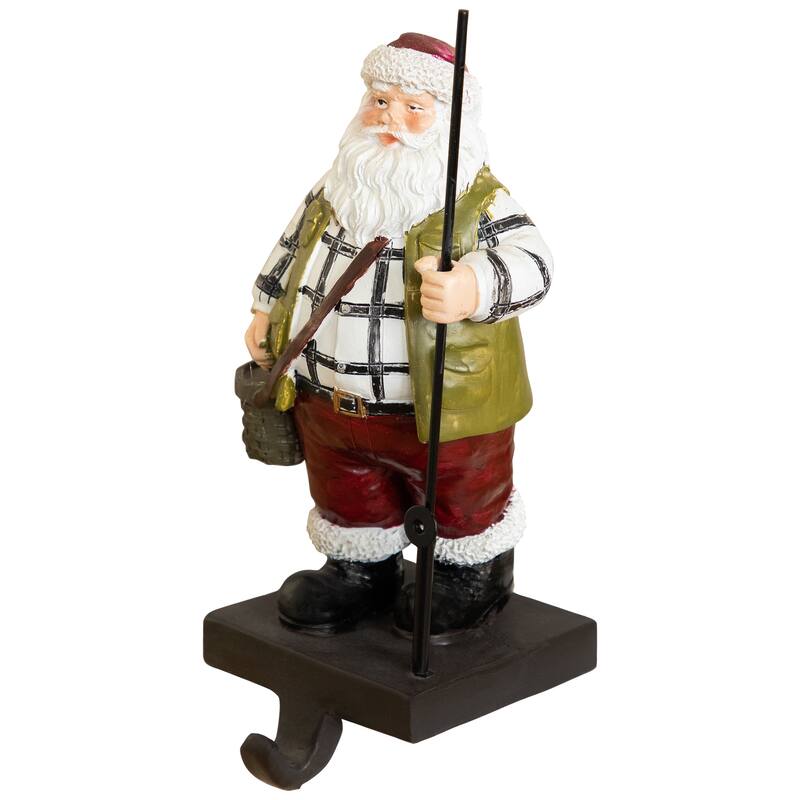 Fishing Santa Claus Christmas Stocking Holder - 8.5"