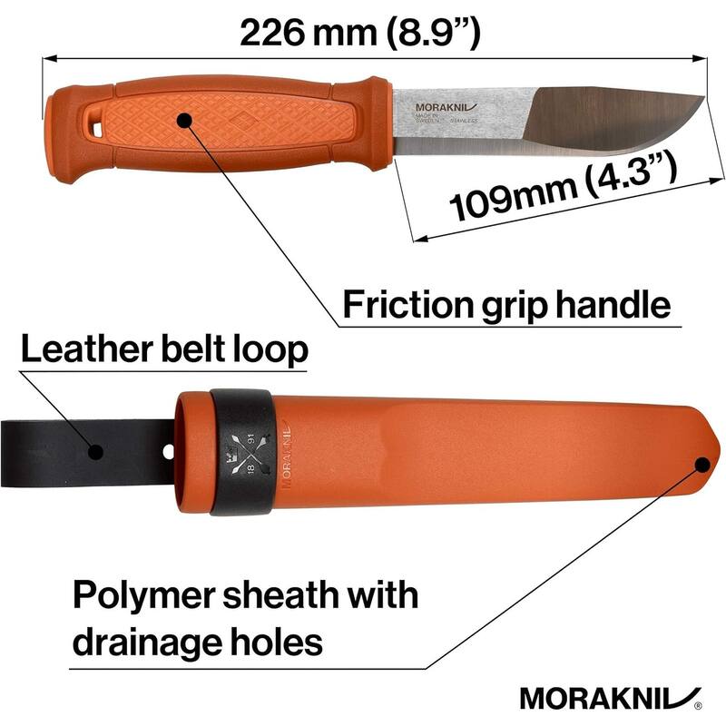 Kansbol ‎Fixed Blade Knife with Sandvik Blade & Sheath - ‎Burnt Orange