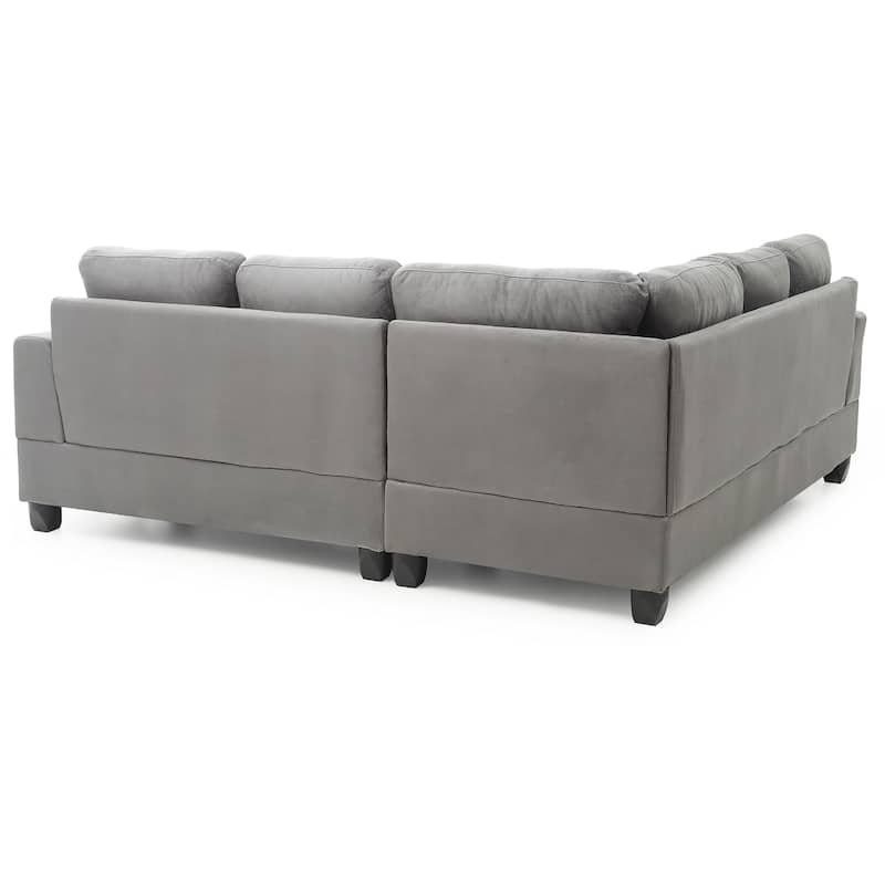 Tufted Microsuede L-Shape Sectional Sofa - 80" - Gray