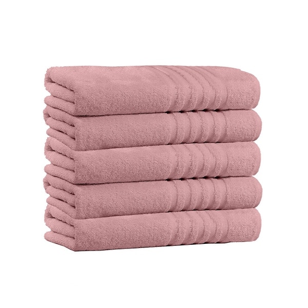 Martha Stewart 100% Cotton Geometric Jacquard Border Bath Towel - Blush, Size: 30 x 54