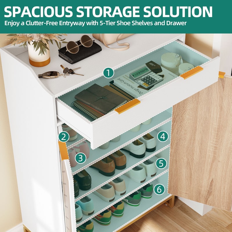 Moasis 18 Pair Shoe Storage Cabinet for Entryway Shoe Rack Organizer