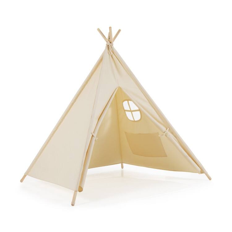 Foldable Kids Canvas Teepee Play Tent - 36.5" x 18" x 32" (L x W x H)
