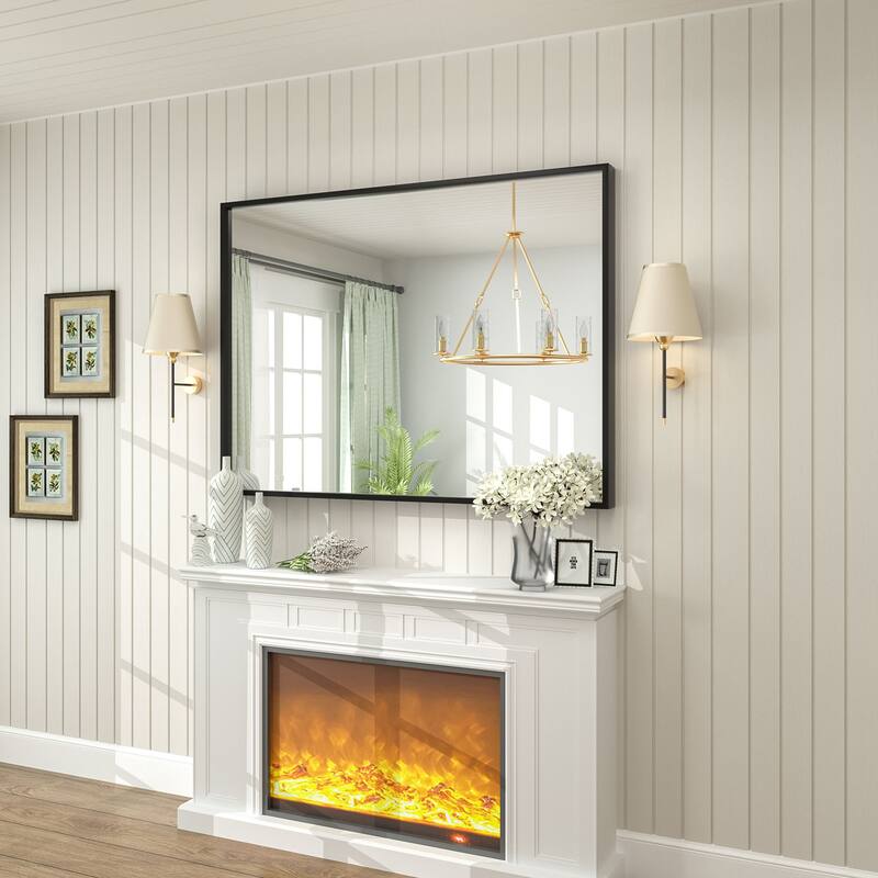 Aluminum Alloy Framed French Cleat Mounted Tempered Glass Wall Vanity Mirror