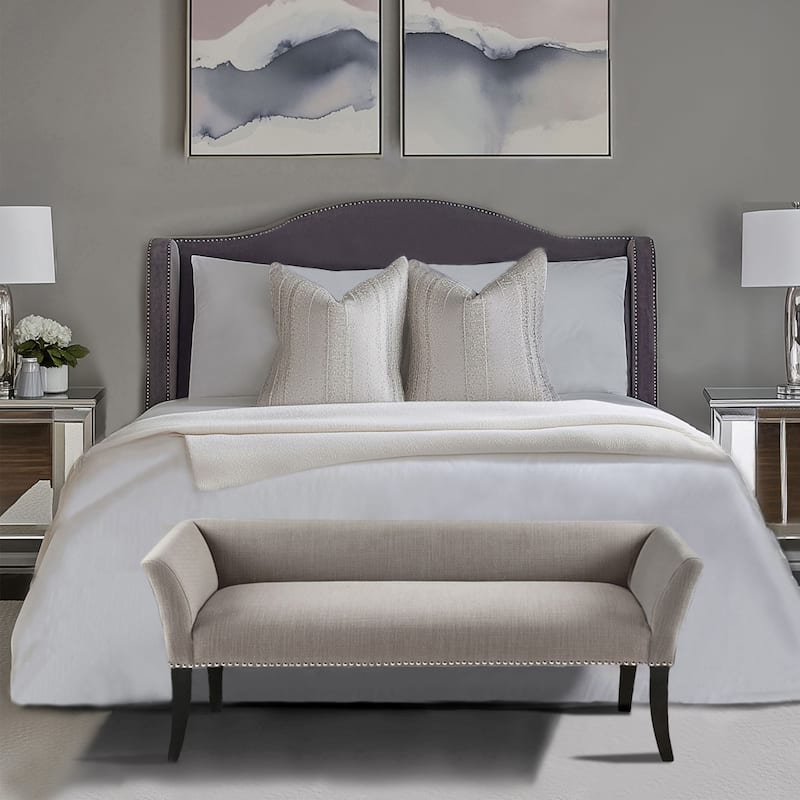 Madison Park Welburn 49.5" Upholstered Bench with Back & Wood Legs