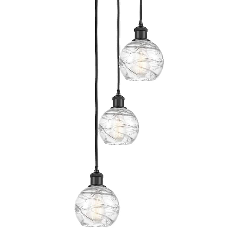 Innovations Lighting 113B-3P-18-13 Athens Pendant Athens 3 Light 13" - Matte Black / Clear Deco Swirl