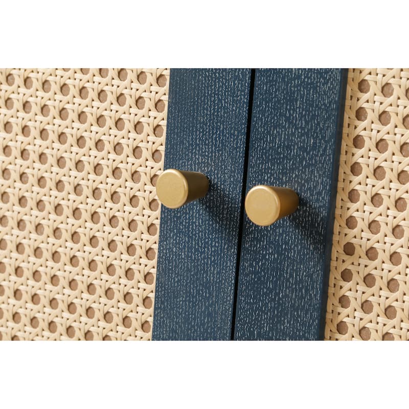 Handcrafted Premium Grain Panels,Rattan Sideboard Buffer Cabinet,Accent Storage Cabinet With 4 Rattan Doors