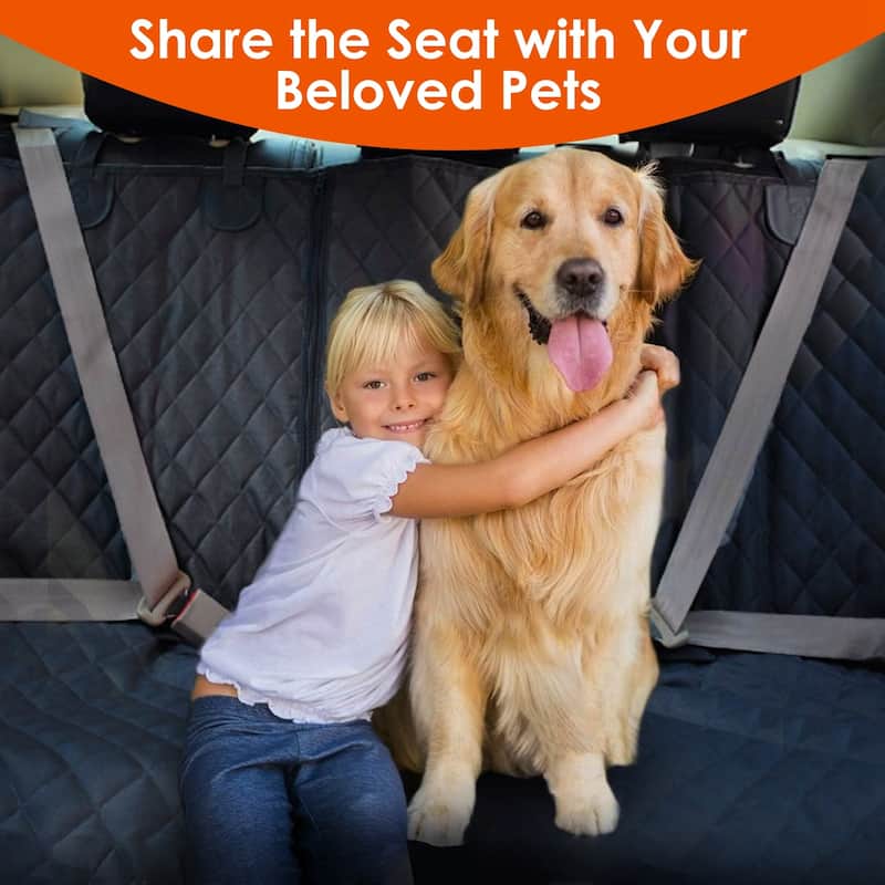 Dog Car Seat Cover, Back Seat Extender For Dogs,Dog Hammock For Car Backseat - Black - 66.5" x 45.7" x 0.1"