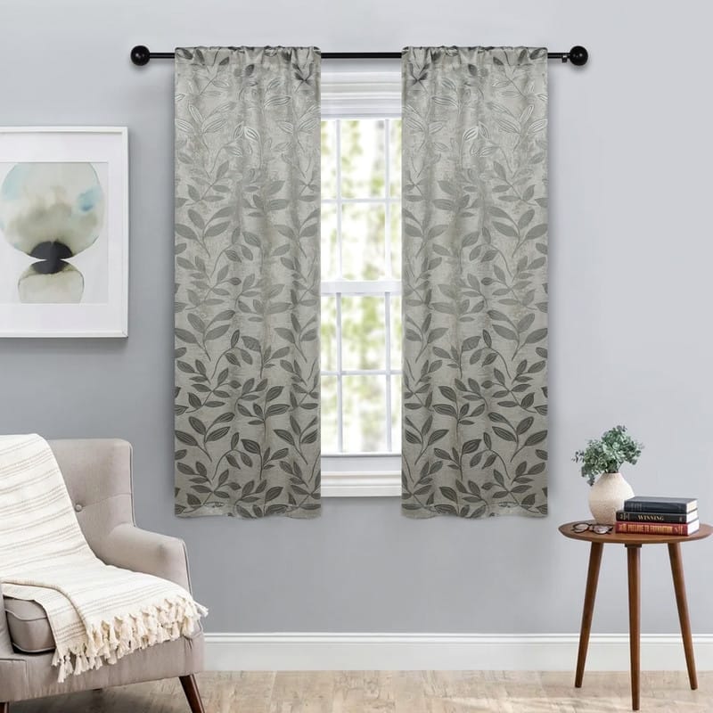 Superior Modern Bohemian Leaves Room Darkening Curtains with Grommets