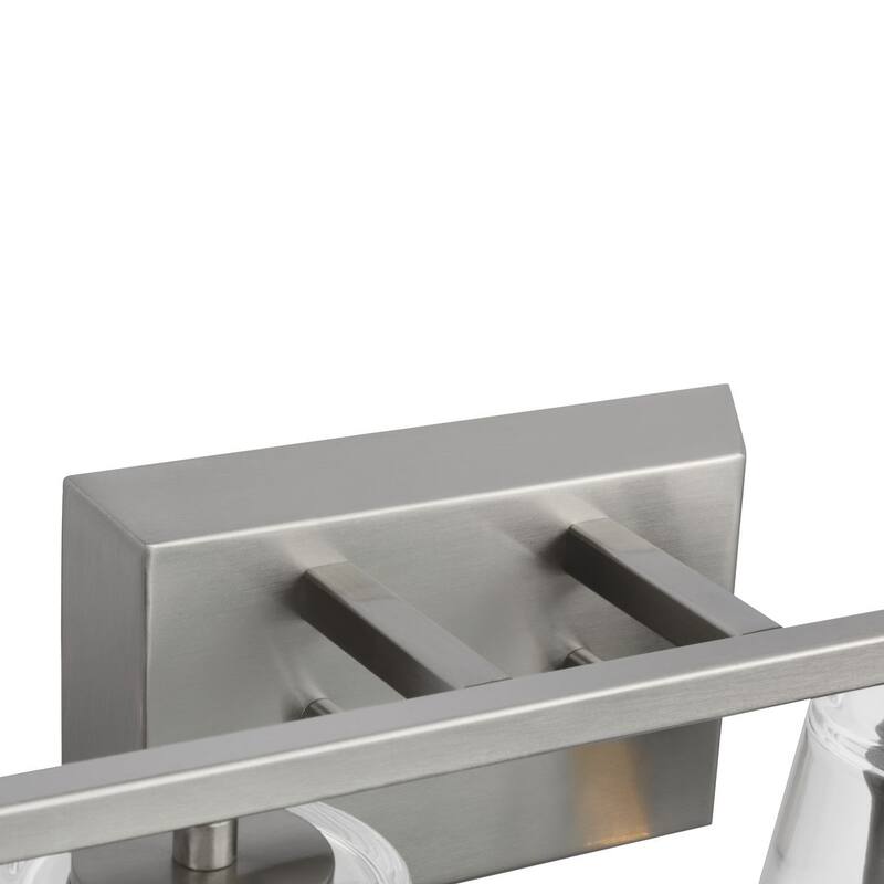 Vertex Collection Four-Light Brushed Nickel Clear Glass Contemporary Bath Light - 29 in x 6.25 in x 7.5 in