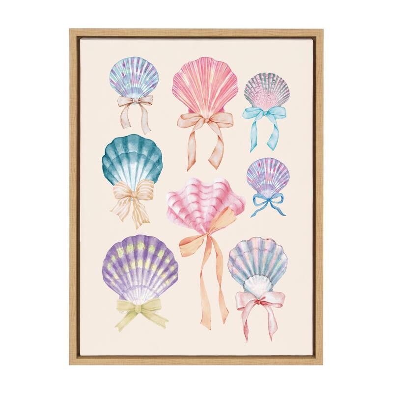 Sylvie Seashell Bows Framed Canvas by Honey Island Studio