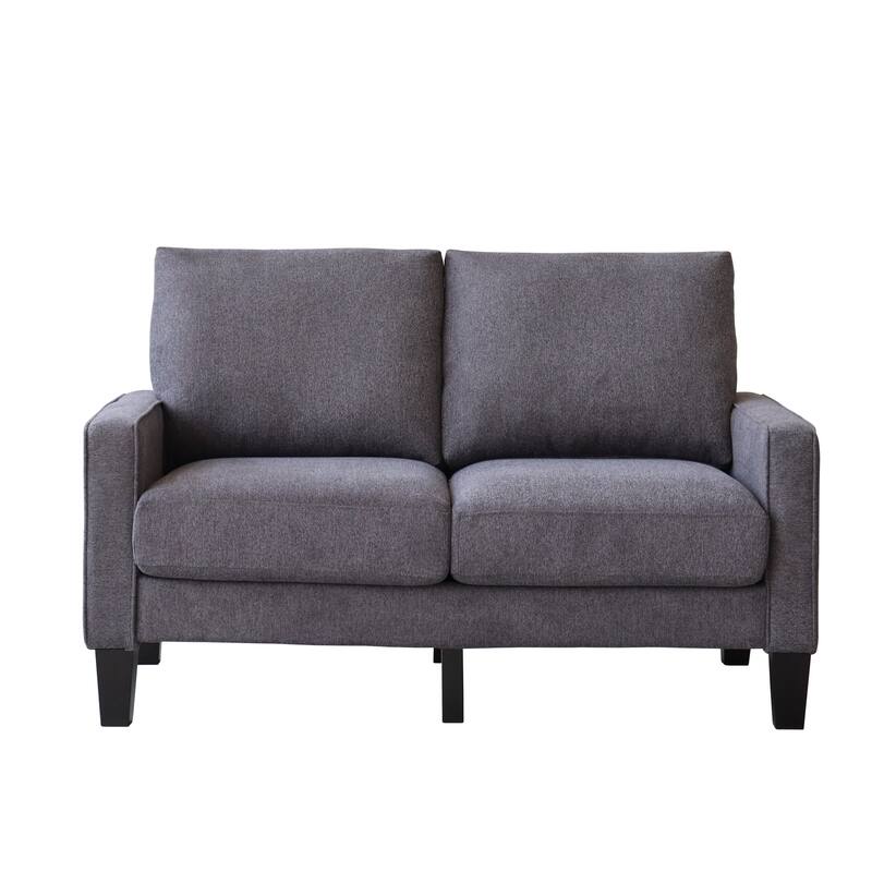 Small Fabric Upholstered 2 Seat Sofa with Solid Wood Leg and Ultra Thick Cushion