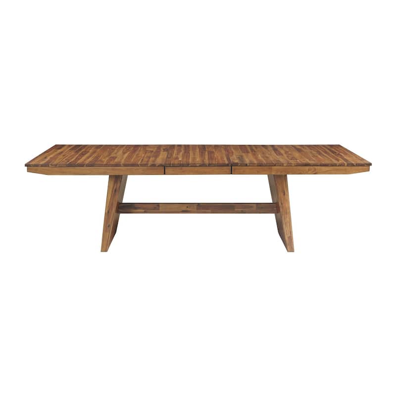 Vantage 42" Solid Wood Dining Table with Leaf, Ornate Spice Acacia