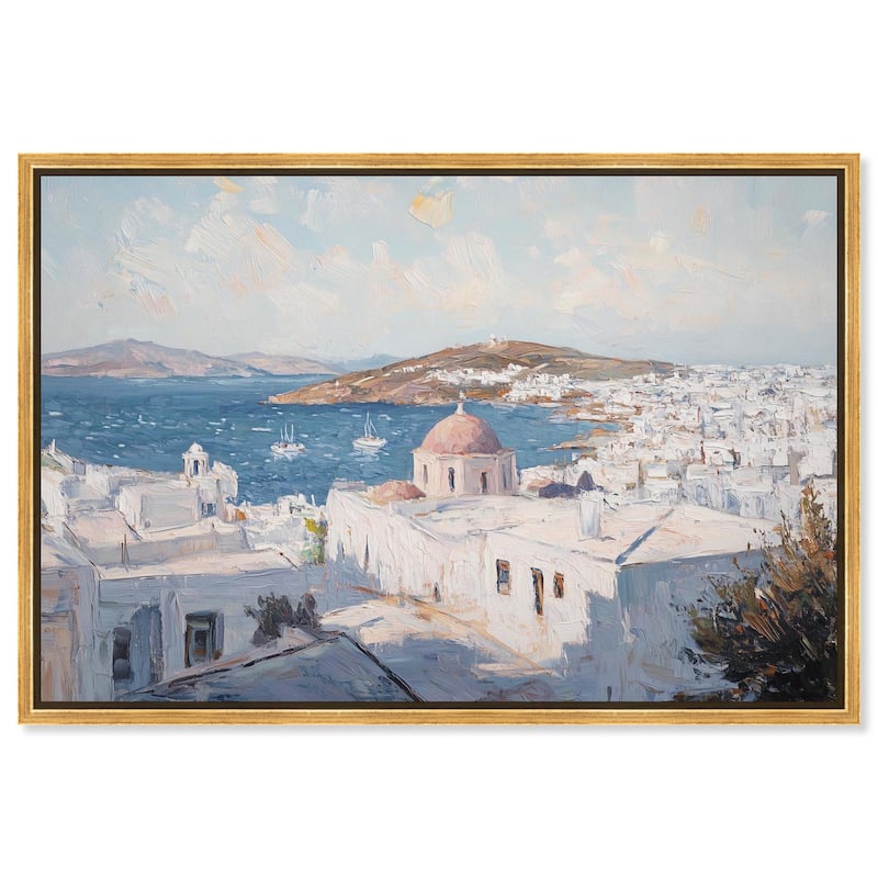 Early Morning Greece Canvas by Art Remedy - Gold - 30" x 20"