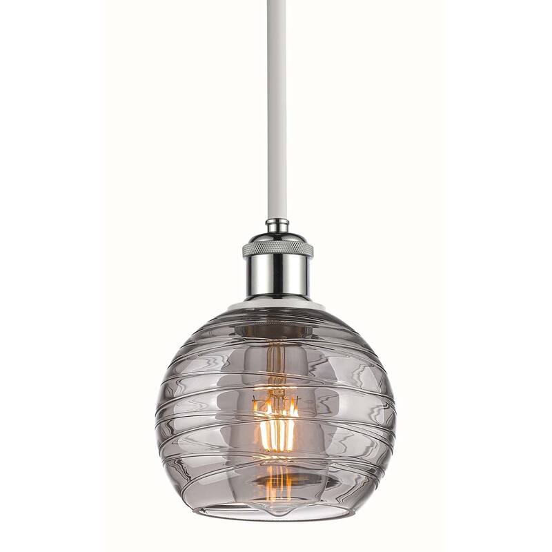 Innovations Lighting 516-1S-9-6 Athens Deco Swirl Pendant Athens Deco - White Polished Chrome / Light Smoke Deco Swirl