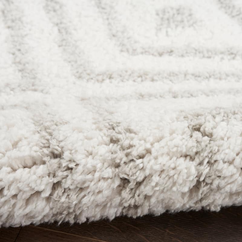 Nourison Modern Shag Indoor only Cream / Ivory Diamond Area Rug - 5' 3" x 7'
