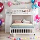 preview thumbnail 1 of 11, Twin Over Full Wooden Bunk Bed with Drawers and Shelves White