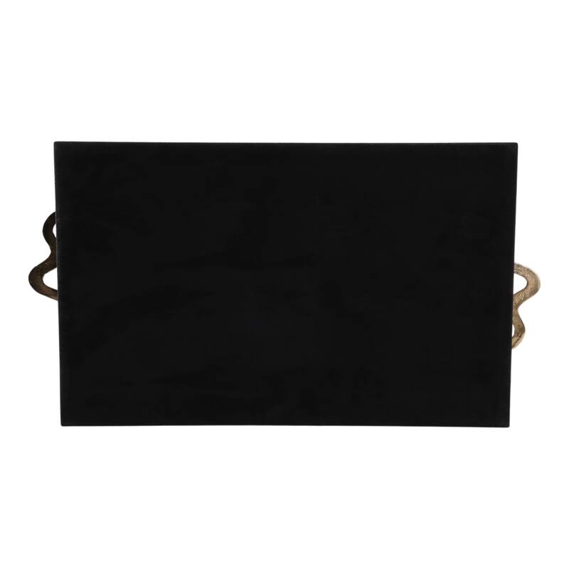 Faux Leather Snake Decorative Tray - Black/Gold, 21.75"