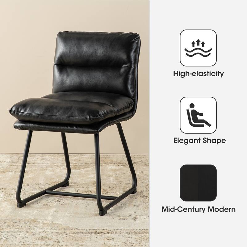 Glitzhome Set of 4 Modern Thick Soft Leatherette Metal Legs Bar Stools