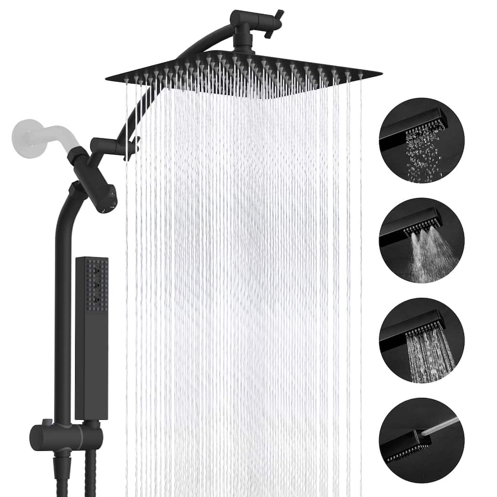 10" All Metal High Pressure Rain Shower with 4-spray Handheld Shower