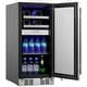 preview thumbnail 3 of 3, Signature 15 in. 8-Bottle and 40-Can Stainless Steel Single Door Dual Zone Built-In Wine and Beverage Cooler