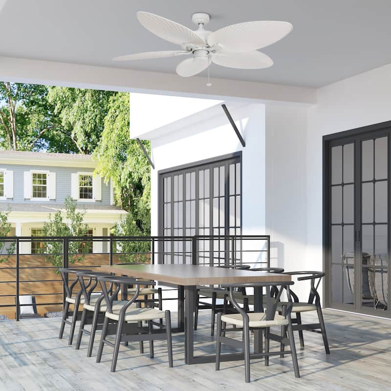 52" Honeywell Palm Island White Tropical Indoor/Outdoor Ceiling Fan