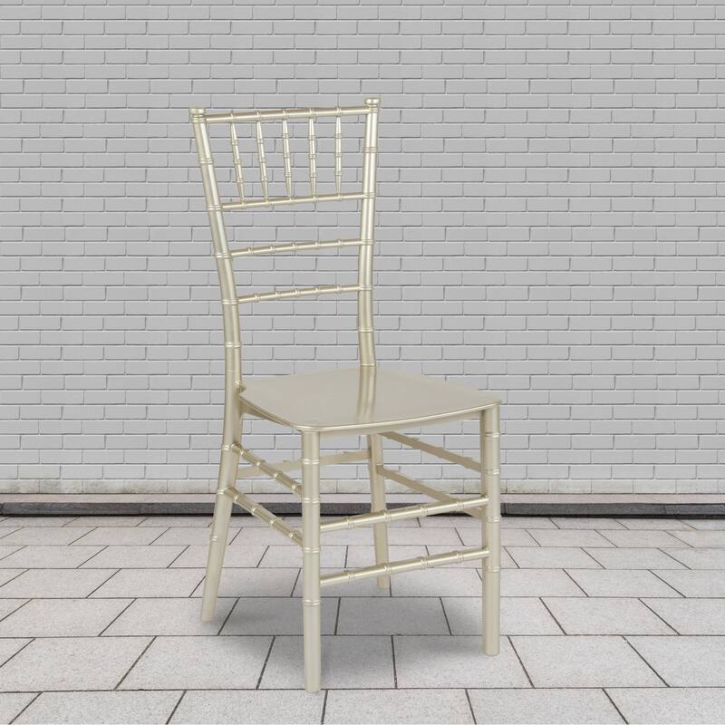 2 Pack Gold Resin Stacking Chiavari Chair - 15"W x 18.75"D x 35"H - 15"W x 18.75"D x 35"H - Champagne