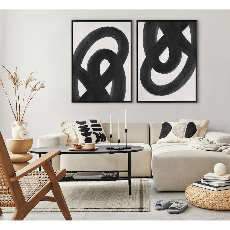 Kate and Laurel Sylvie Japandi 12 Black Framed Canvas by Rocket Jack