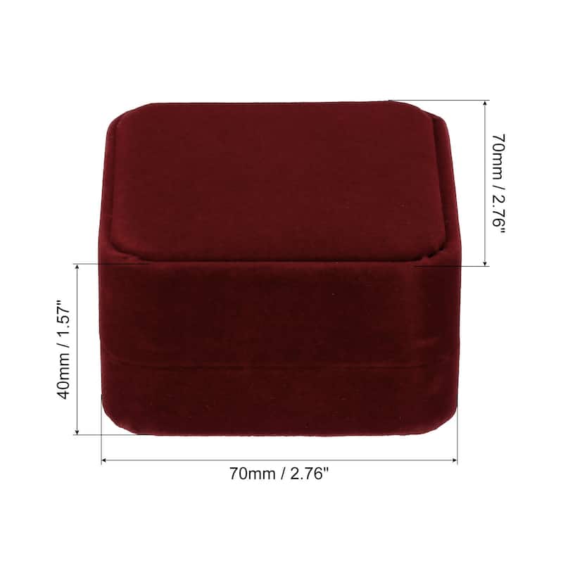Velvet Ring Box 2pcs Double Slot Wedding Ring Jewelry Holder Style 1 - Red
