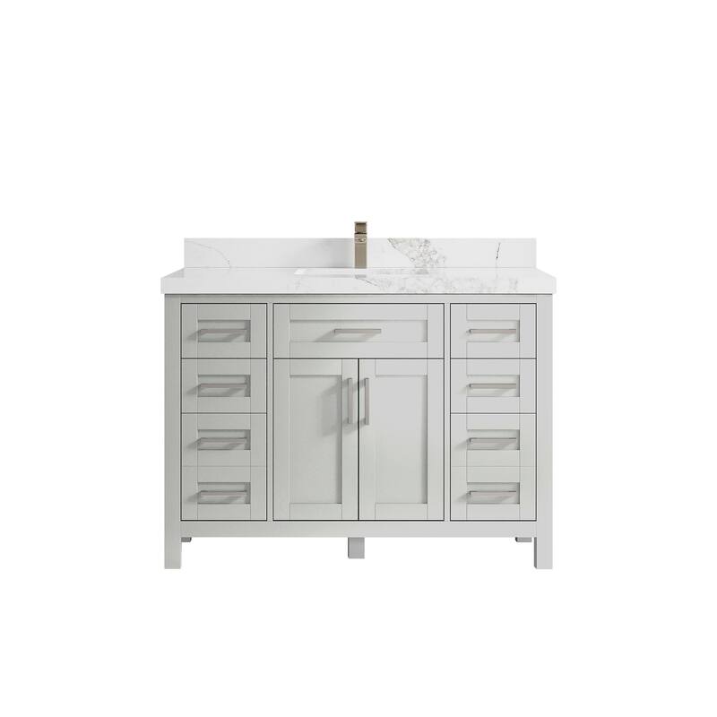 Willow Collections 48 in. W x 22 in. D Cambridge Single Sink Bathroom Vanity with Countertop - 2" Calacatta Nuvo - Coventry Grey
