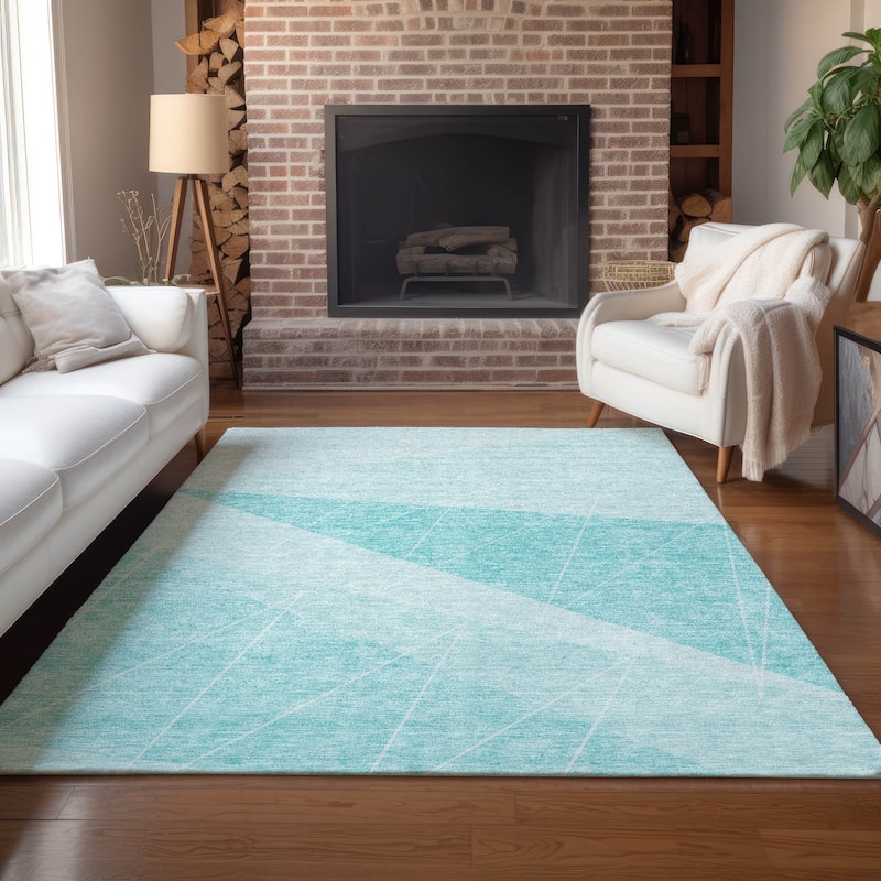 Machine Washable Indoor/ Outdoor Chantille Modern Prism Rug