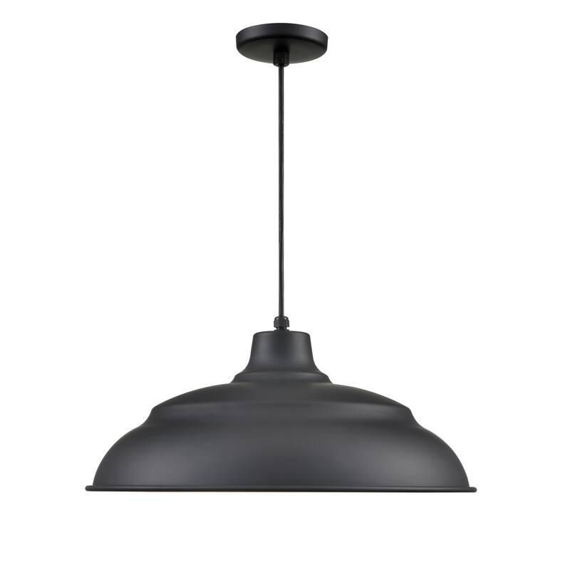 R Series 1-Light Cord Hung Aluminum Warehouse Satin Black - Satin Black - Satin Black