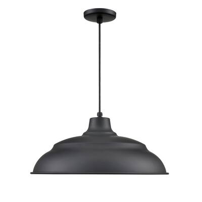 R Series 1-Light Cord Hung Aluminum Warehouse Satin Black - Satin Black