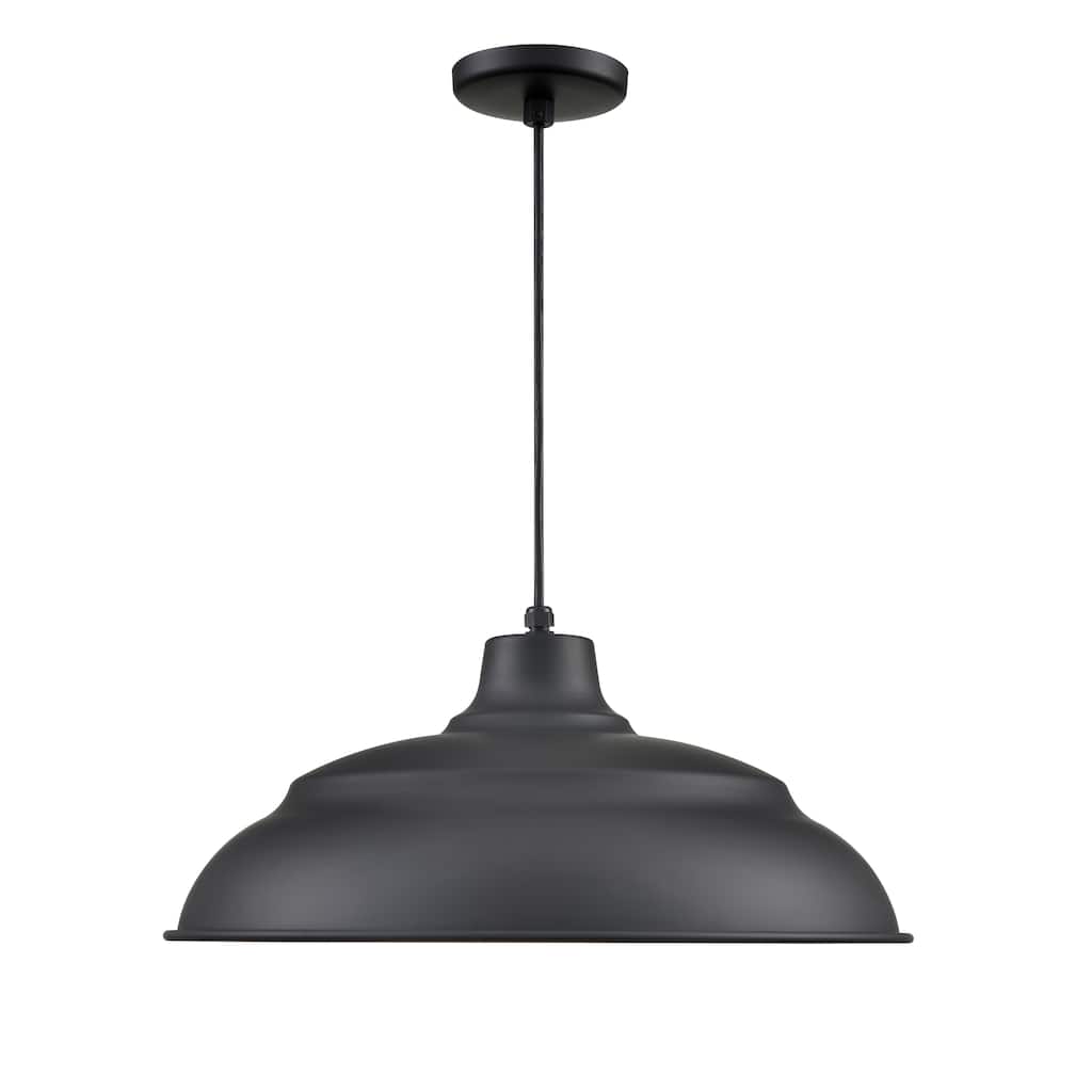 R Series 1-Light Cord Hung Aluminum Warehouse Satin Black - Satin Black