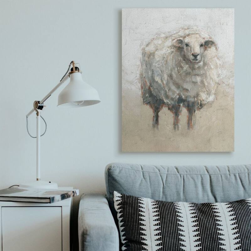 Stupell Fluffy Sheep Farm Animal Beige Tan Painting Canvas Wall Art