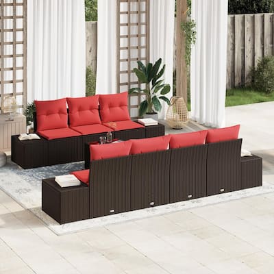 vidaXL 8 Piece Garden Sofa Set with Cushions - 115.7×24.4×27.2