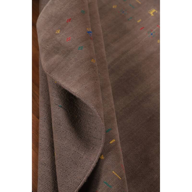 Light Brown Tribal Gabbeh Indian Area Rug Handmade Wool Carpet - 5'3"x 7'9"
