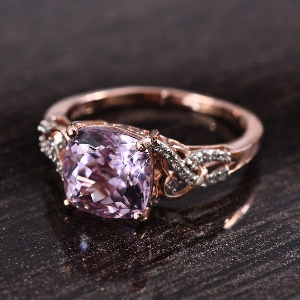 Shop Sterling Silver Rose Gold Over Aa Kunzite Zircon Ring Ct 5 65 Ring 11 On Sale Overstock 31865861