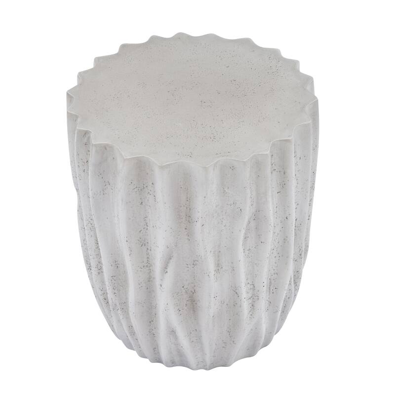 Christopher Knight Home - Ames 18.11"H Outdoor Modern Drum Shape MGO Side Table with Ribbed Surface Textured, Fully Assembled