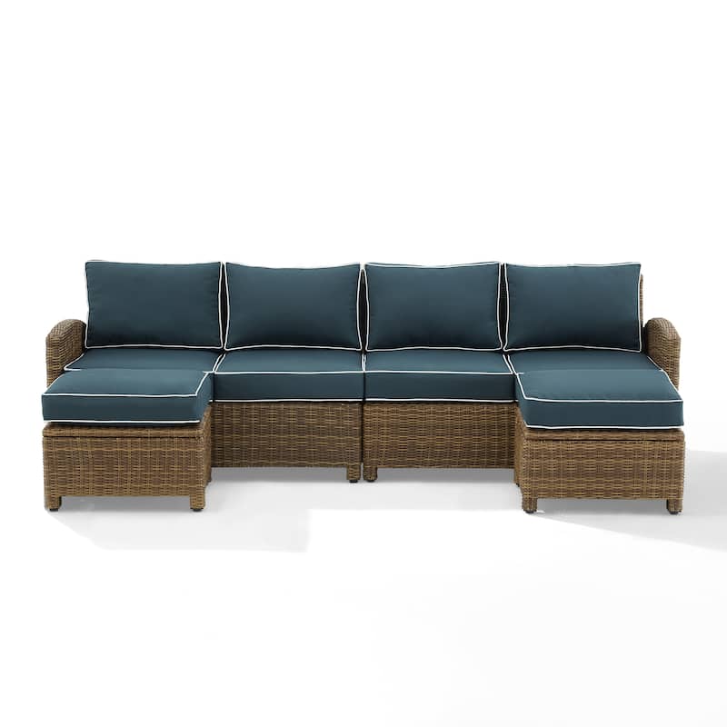 Crosley Bradenton 4Pc Outdoor Wicker Sectional Set - 70.5"d x 105.5"w x 32.5"h