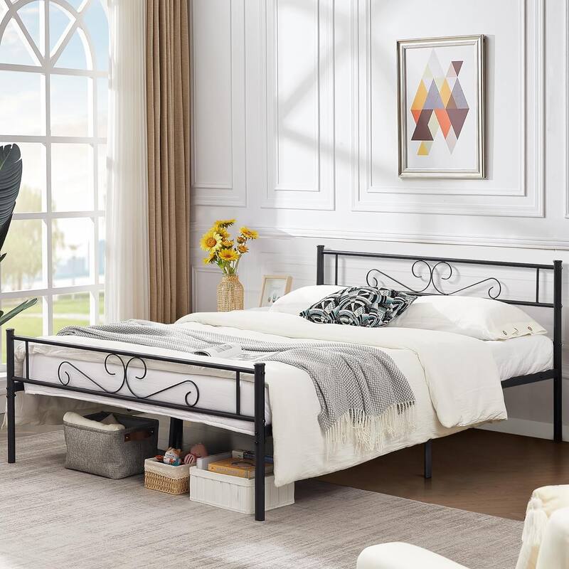 VECELO Premium Platform Bed Frame with Headboard,Easy Set-up Twin/Full/Queen Size Bed