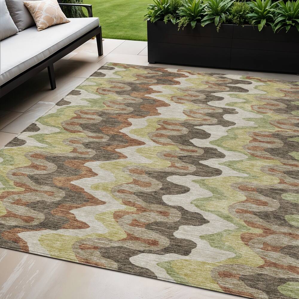 HomeRoots Abstract Transitional Rectangle Outdoor Rug