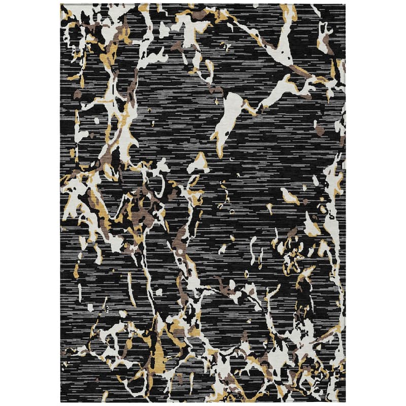 Machine Washable Indoor/ Outdoor Abstract Camo Chantille Rug