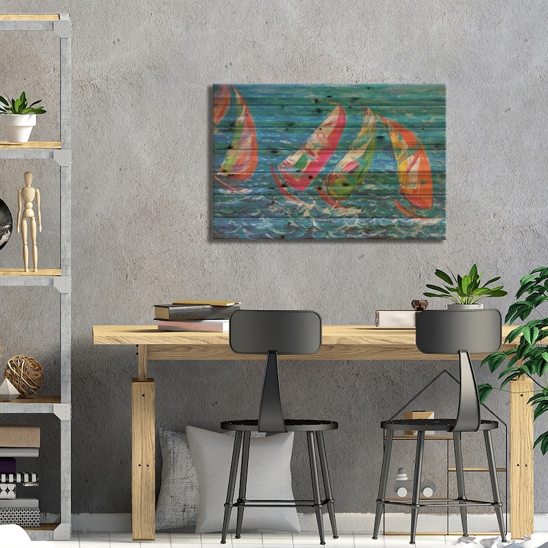 The America`s Cup, Vale Print On Wood by Peris Carbonell - Multi-Color