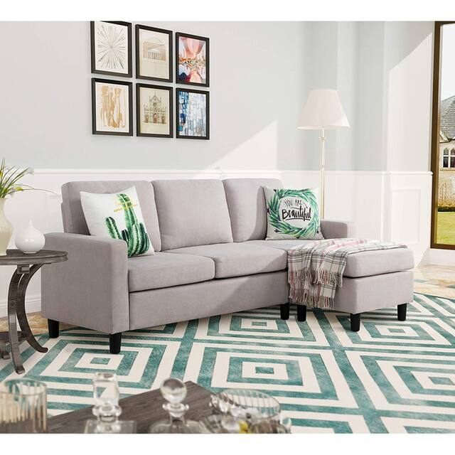 Futzca Modern L-shaped Convertible Sectional Sofa w/ Reversible Chaise