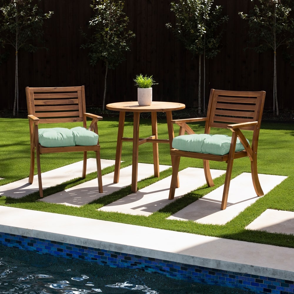 Sorra Home Sunbrella Tufted Chair Cushion Round U-Shaped Back 19 x 19 x 3" (Set of 2)