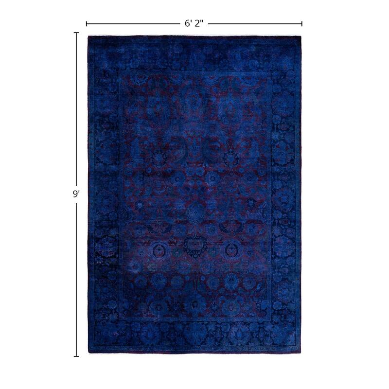 Fine Vibrance One-of-a-Kind Hand-Knotted Area Rug - Blue, 6' 2" x 9' 0" - 6' 2" x 9' 0"