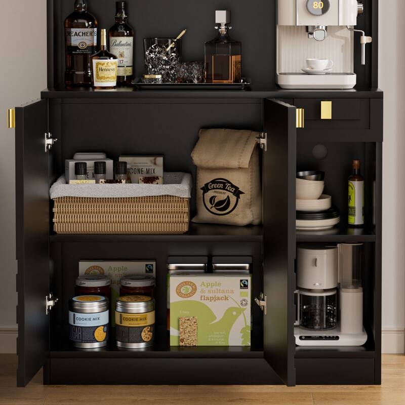 Meyreso Wood Tall Furniture - Kitchen Pantry Storage Cabinet with Doors